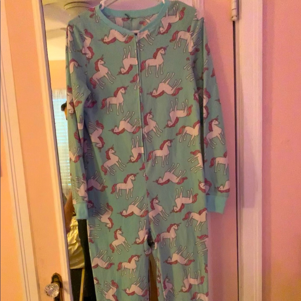 Footless unicorn adult onesie. AS